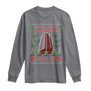 Now I Have A Machine Gun Long Sleeve Shirt Nakatomi Plaza Christmas Party 1988 Ugly Xmas Gift TS10 Charcoal Print Your Wear