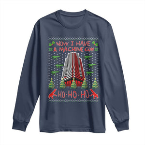 Now I Have A Machine Gun Long Sleeve Shirt Nakatomi Plaza Christmas Party 1988 Ugly Xmas Gift TS10 Navy Print Your Wear