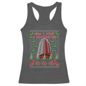 Now I Have A Machine Gun Racerback Tank Top Nakatomi Plaza Christmas Party 1988 Ugly Xmas Gift TS10 Dark Heather Print Your Wear