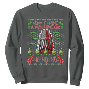 Now I Have A Machine Gun Sweatshirt Nakatomi Plaza Christmas Party 1988 Ugly Xmas Gift TS10 Dark Heather Print Your Wear