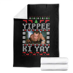 Yippee Ki Yay Throw Blanket Funny 80's Movie Xmas Gift Ugly Christmas TS10 Black Print Your Wear