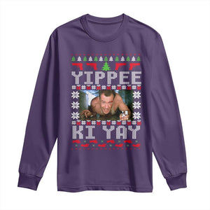 Yippee Ki Yay Long Sleeve Shirt Funny 80's Movie Xmas Gift Ugly Christmas TS10 Purple Print Your Wear
