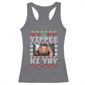 Yippee Ki Yay Racerback Tank Top Funny 80's Movie Xmas Gift Ugly Christmas TS10 Charcoal Print Your Wear