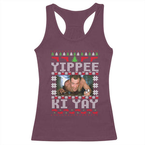 Yippee Ki Yay Racerback Tank Top Funny 80's Movie Xmas Gift Ugly Christmas TS10 Maroon Print Your Wear