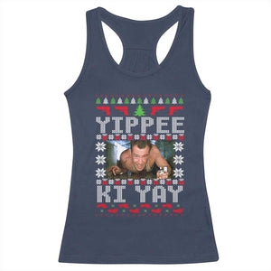 Yippee Ki Yay Racerback Tank Top Funny 80's Movie Xmas Gift Ugly Christmas TS10 Navy Print Your Wear
