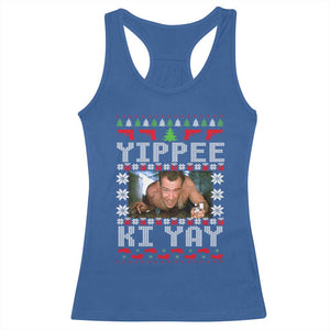 Yippee Ki Yay Racerback Tank Top Funny 80's Movie Xmas Gift Ugly Christmas TS10 Royal Blue Print Your Wear