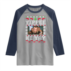 Yippee Ki Yay Raglan Shirt Funny 80's Movie Xmas Gift Ugly Christmas TS10 Sport Gray Navy Print Your Wear