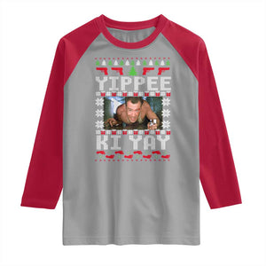 Yippee Ki Yay Raglan Shirt Funny 80's Movie Xmas Gift Ugly Christmas TS10 Sport Gray Red Print Your Wear