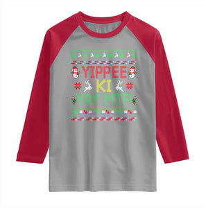 Yippee Ki Yay Raglan Shirt 80's Movie Xmas Gift Ugly Christmas TS10 Sport Gray Red Print Your Wear