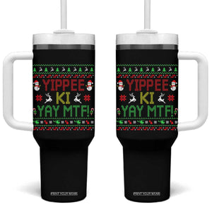 Yippee Ki Yay Tumbler With Handle 80's Movie Xmas Gift Ugly Christmas TS10 One Size: 40 oz Black Print Your Wear