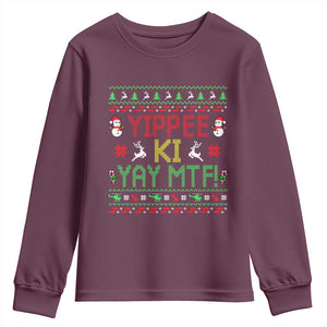 Yippee Ki Yay Youth Sweatshirt 80's Movie Xmas Gift Ugly Christmas TS10 Maroon Print Your Wear
