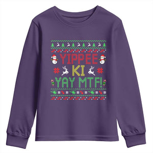 Yippee Ki Yay Youth Sweatshirt 80's Movie Xmas Gift Ugly Christmas TS10 Purple Print Your Wear