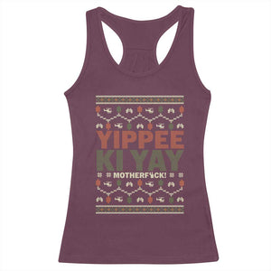 Yippee Ki Yay Racerback Tank Top Retro 80's Movie Xmas Gift Ugly Christmas TS10 Maroon Print Your Wear