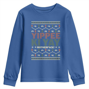 Yippee Ki Yay Youth Sweatshirt Retro 80's Movie Xmas Gift Ugly Christmas TS10 Royal Blue Print Your Wear