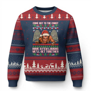 Nakatomi Plaza Party 1988 Ugly Christmas Sweater Come Out To The Coast Mcclane Ugly Xmas TS10 Navy Red Print Your Wear