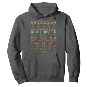 Now I Have A Machine Gun Hoodie Christmas 90s Movie Ugly Xmas TS10 Dark Heather Print Your Wear