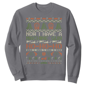 Now I Have A Machine Gun Sweatshirt Christmas 90s Movie Ugly Xmas TS10 Charcoal Print Your Wear