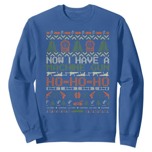Now I Have A Machine Gun Sweatshirt Christmas 90s Movie Ugly Xmas TS10 Royal Blue Print Your Wear