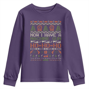 Now I Have A Machine Gun Youth Sweatshirt Christmas 90s Movie Ugly Xmas TS10 Purple Print Your Wear