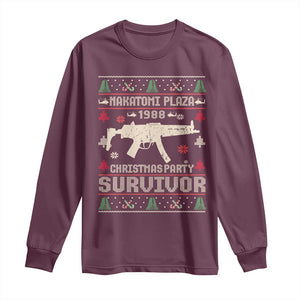 Nakatomi Plaza Christmas Party Long Sleeve Shirt Funny 80's Die Movie 1988 Ugly Christmas TS10 Maroon Print Your Wear