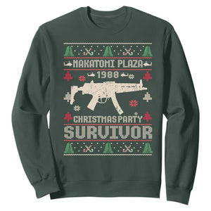 Nakatomi Plaza Christmas Party Sweatshirt Funny 80's Die Movie 1988 Ugly Christmas TS10 Dark Forest Green Print Your Wear