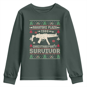 Nakatomi Plaza Christmas Party Youth Sweatshirt Funny 80's Die Movie 1988 Ugly Christmas TS10 Dark Forest Green Print Your Wear