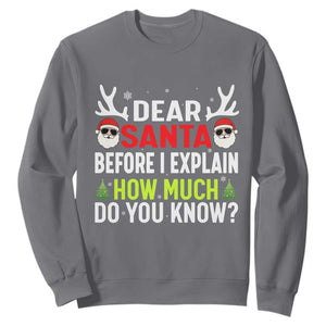 Funny Christmas Sweatshirt Dear Santa I Can Explain How Much Do You Know TS10 Charcoal Print Your Wear