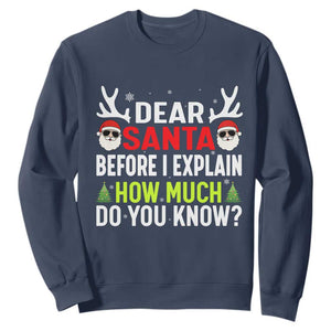 Funny Christmas Sweatshirt Dear Santa I Can Explain How Much Do You Know TS10 Navy Print Your Wear