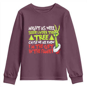 Funny Christmas Youth Sweatshirt I'm The Gift Kids Pajamas Girls Boys TS10 Maroon Print Your Wear
