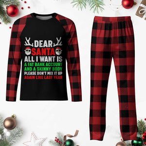 Funny Christmas Plaid Pajama Set Dear Santa All I Want Is A Fat Bank Account Skinny Body TS10 Buffalo Plaid Print Your Wear