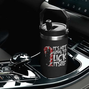 Funny Dirty Christmas Flip Straw Tumbler It's Not Going To Lick Itself Adult Humor Cringe Candy Cane TS10 Print Your Wear