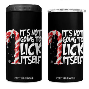 Funny Dirty Christmas 4 in 1 Can Cooler Tumbler It's Not Going To Lick Itself Adult Humor Cringe Candy Cane TS10 One Size: 16 oz Black Print Your Wear