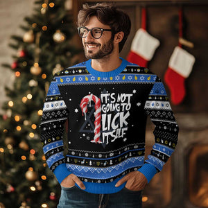 Funny Dirty Christmas Hanukkah Ugly Sweater It's Not Going To Lick Itself Adult Humor Cringe Candy Cane TS10 Black Blue Print Your Wear
