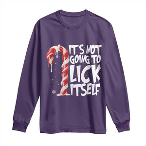 Funny Dirty Christmas Long Sleeve Shirt It's Not Going To Lick Itself Adult Humor Cringe Candy Cane TS10 Purple Print Your Wear