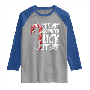 Funny Dirty Christmas Raglan Shirt It's Not Going To Lick Itself Adult Humor Cringe Candy Cane TS10 Sport Gray Royal Print Your Wear