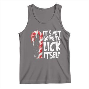 Funny Dirty Christmas Tank Top It's Not Going To Lick Itself Adult Humor Cringe Candy Cane TS10 Deep Heather Print Your Wear
