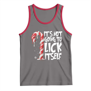 Funny Dirty Christmas Tank Top It's Not Going To Lick Itself Adult Humor Cringe Candy Cane TS10 Deep Heather Red Print Your Wear