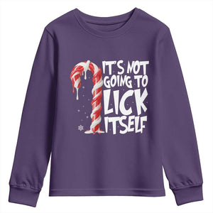 Funny Dirty Christmas Youth Sweatshirt It's Not Going To Lick Itself Adult Humor Cringe Candy Cane TS10 Purple Print Your Wear
