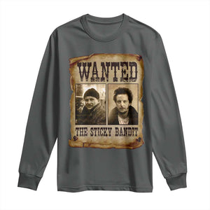 Funny Christmas Movie Long Sleeve Shirt Wanted Sticky Bandit Merry Xmas Ya Filthy Animal TS10 Dark Heather Print Your Wear