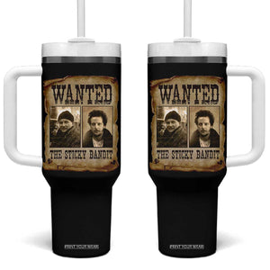 Funny Christmas Movie Tumbler With Handle Wanted Sticky Bandit Merry Xmas Ya Filthy Animal TS10 One Size: 40 oz Black Print Your Wear