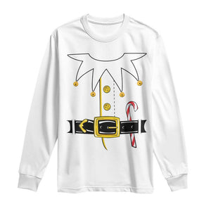 Christmas Elf Costume Long Sleeve Shirt Holiday Costume Funny Christmas Gift TS10 White Print Your Wear