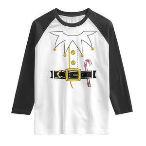 Christmas Elf Costume Raglan Shirt Holiday Costume Funny Christmas Gift TS10 White Black Print Your Wear