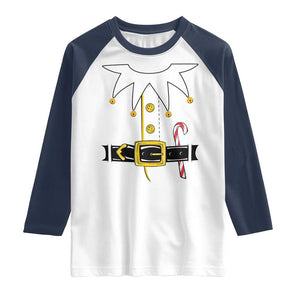 Christmas Elf Costume Raglan Shirt Holiday Costume Funny Christmas Gift TS10 White Navy Print Your Wear