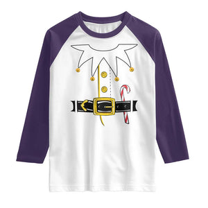 Christmas Elf Costume Raglan Shirt Holiday Costume Funny Christmas Gift TS10 White Purple Print Your Wear