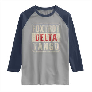Subtle FDT Raglan Shirt Foxtrots Delta Tangos TS10 Sport Gray Navy Print Your Wear