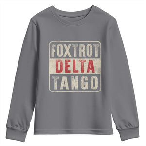 Subtle FDT Youth Sweatshirt Foxtrots Delta Tangos TS10 Charcoal Print Your Wear