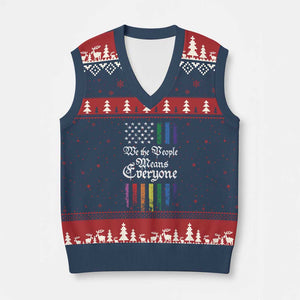 We The People Means Everyone V-Neck Knit Sweater Vest LGBTQ Rainbow USA Flag Gay Pride LGBT Ally TS10 Navy Red Print Your Wear