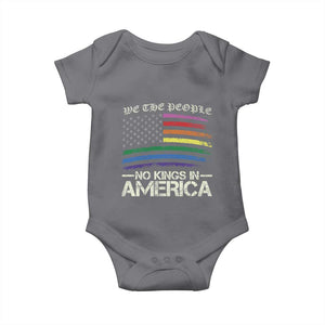 No Kings In America Baby Onesie We The People USA LGBTQ Pride Flag TS10 Charcoal Print Your Wear