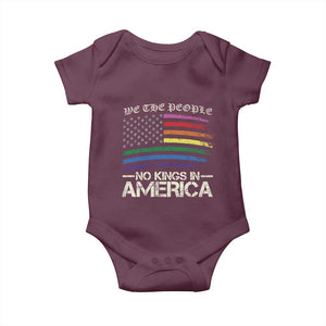 No Kings In America Baby Onesie We The People USA LGBTQ Pride Flag TS10 Maroon Print Your Wear