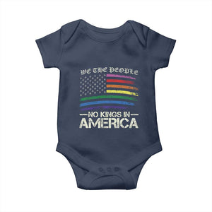 No Kings In America Baby Onesie We The People USA LGBTQ Pride Flag TS10 Navy Print Your Wear